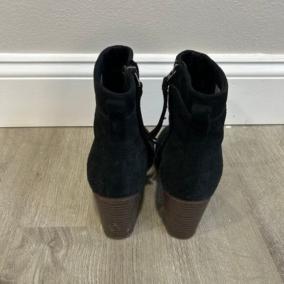 Toms Women’s Lunata Black Ankle Heel Boots Booties Zip Up Size 8 - Picture 4 of 8